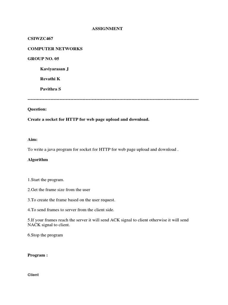 Java HTTP Socket Program for Image Transfer | PDF | Hypertext Transfer ...