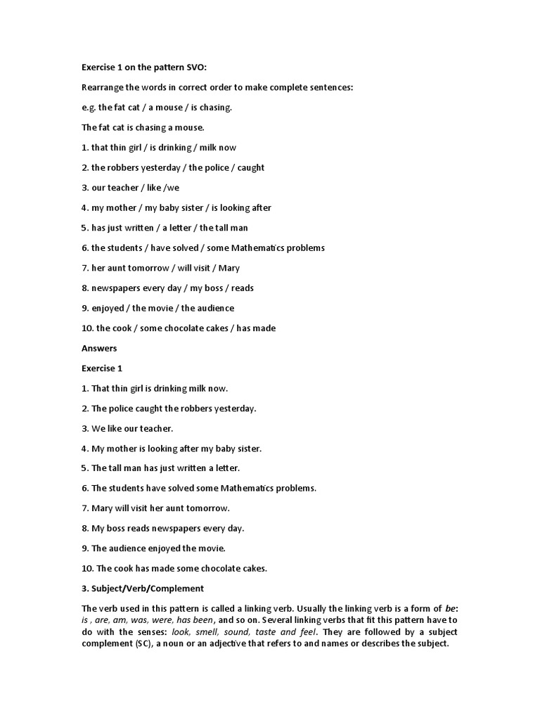 Basic Sentence Patterns 2 | PDF