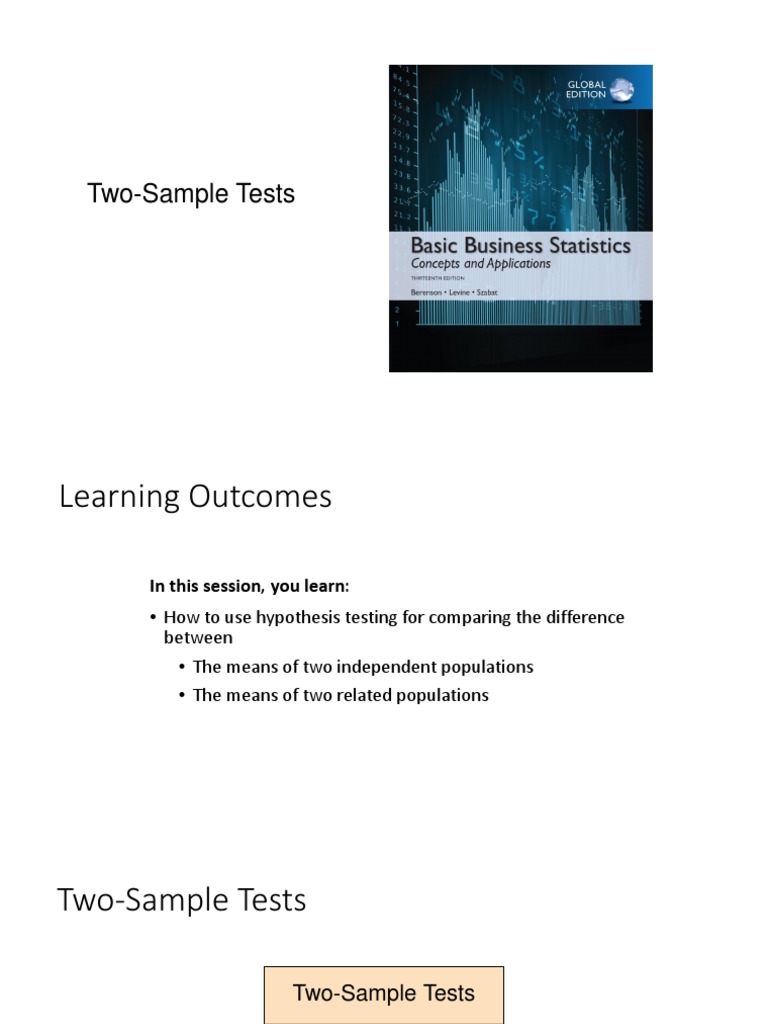 Lecture 7 (Two Sample Tests) | PDF | Student's T Test | Standard Deviation