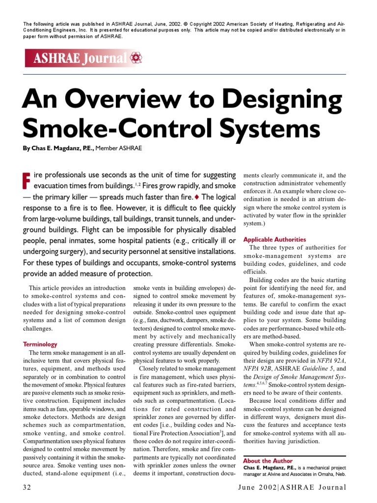 An Overview To Designing Smoke-Control Systems: FFFFF | PDF