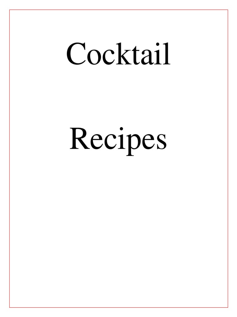 Cocktail Recipes PDF Distilled Drinks Drink