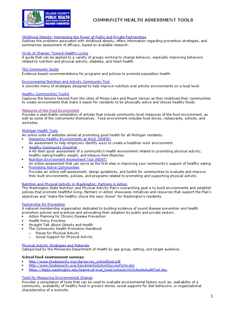 Community Health Assessment Tools PDF Preventive Healthcare