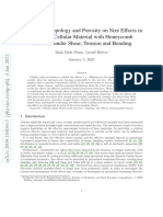 Influence of Topology and Porosity On Size Effects in Stripes of Cellular Material With Honeycomb Structure Under Shear, Tension and Bending