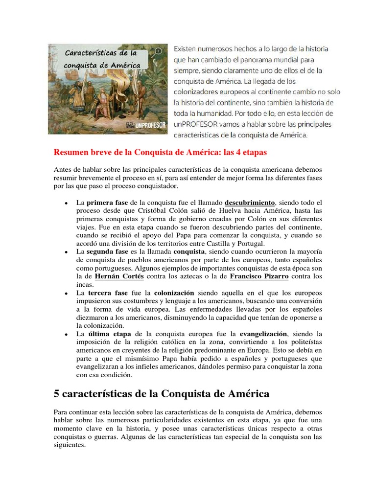 La Conquista | PDF | Colonización europea de las Américas | Américas