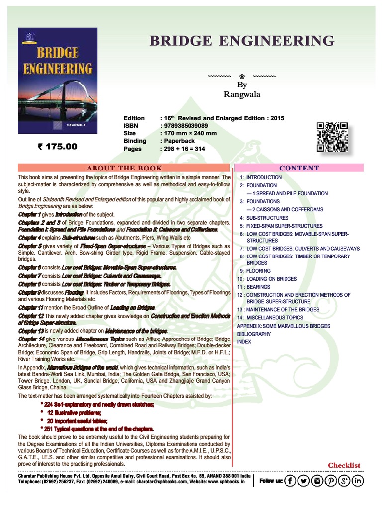 Bridge Engineering by Rangwala PDF | PDF | Business