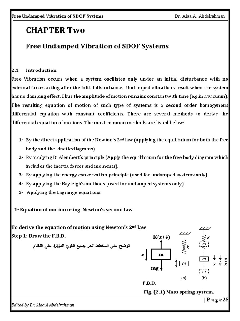 ch2 Free Undamped Vibration of SDOF | PDF | Damping | Rotation Around A ...