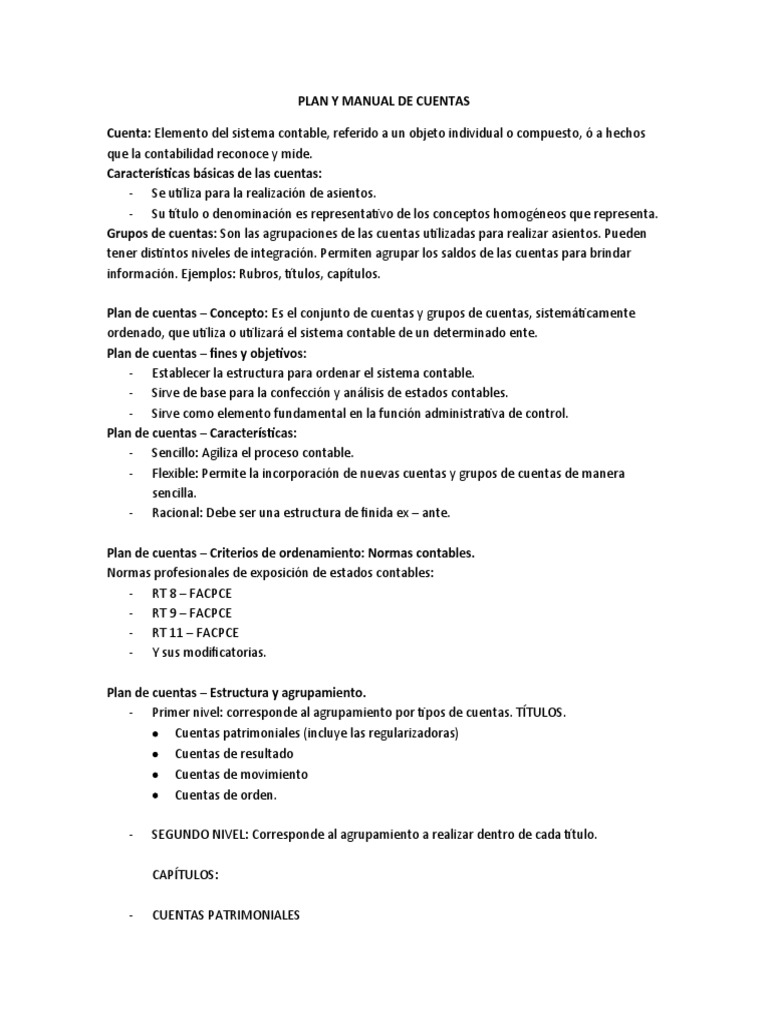 Plan y Manual de Cuentas Contables | PDF | Contabilidad | Business