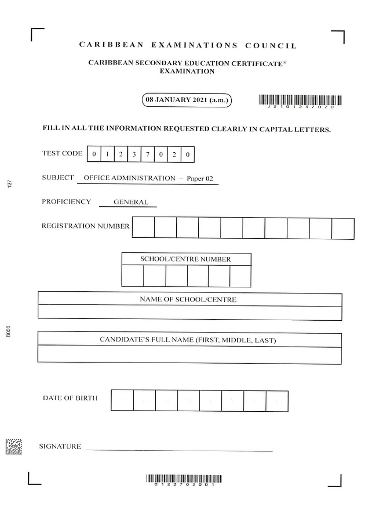 Office Administration Paper 02 JAN 2021 | PDF