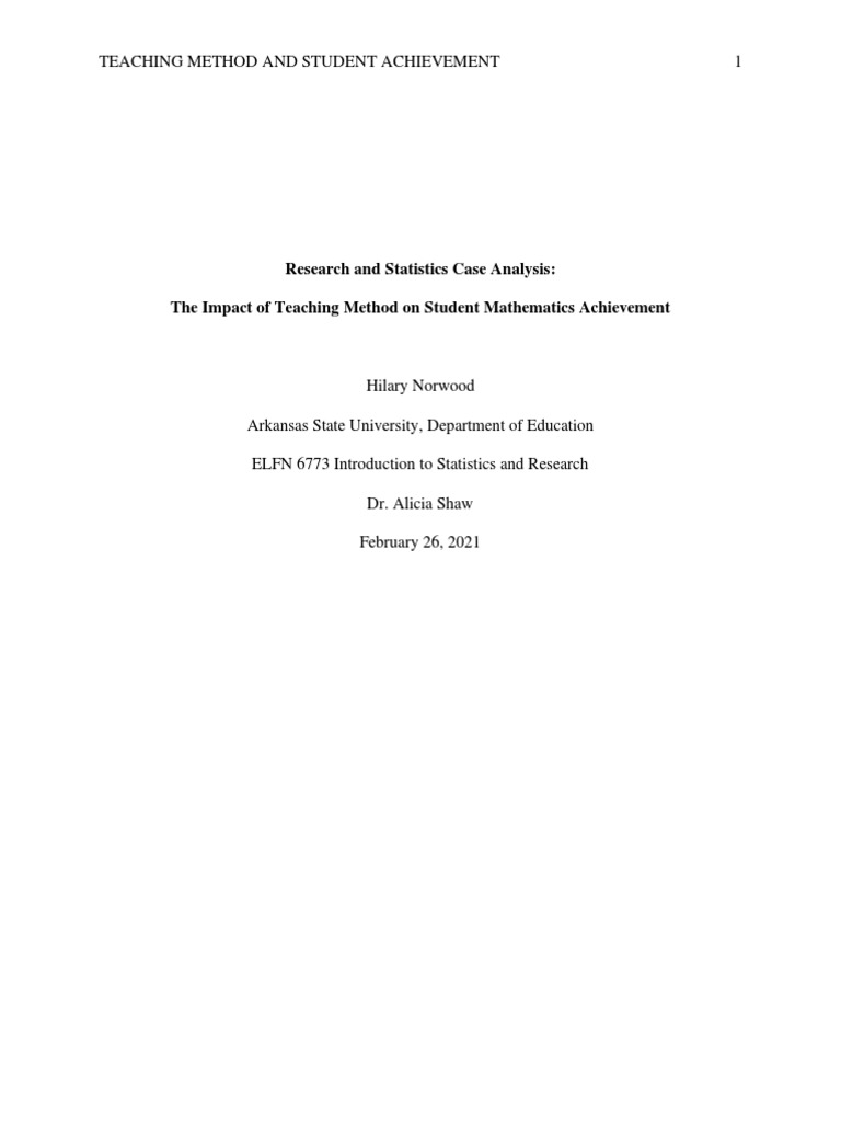 Teaching Methods and Math Achievement | PDF | P Value | Analysis Of ...