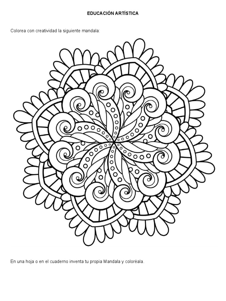 Educaci n Art stica Colorear Mandala PDF