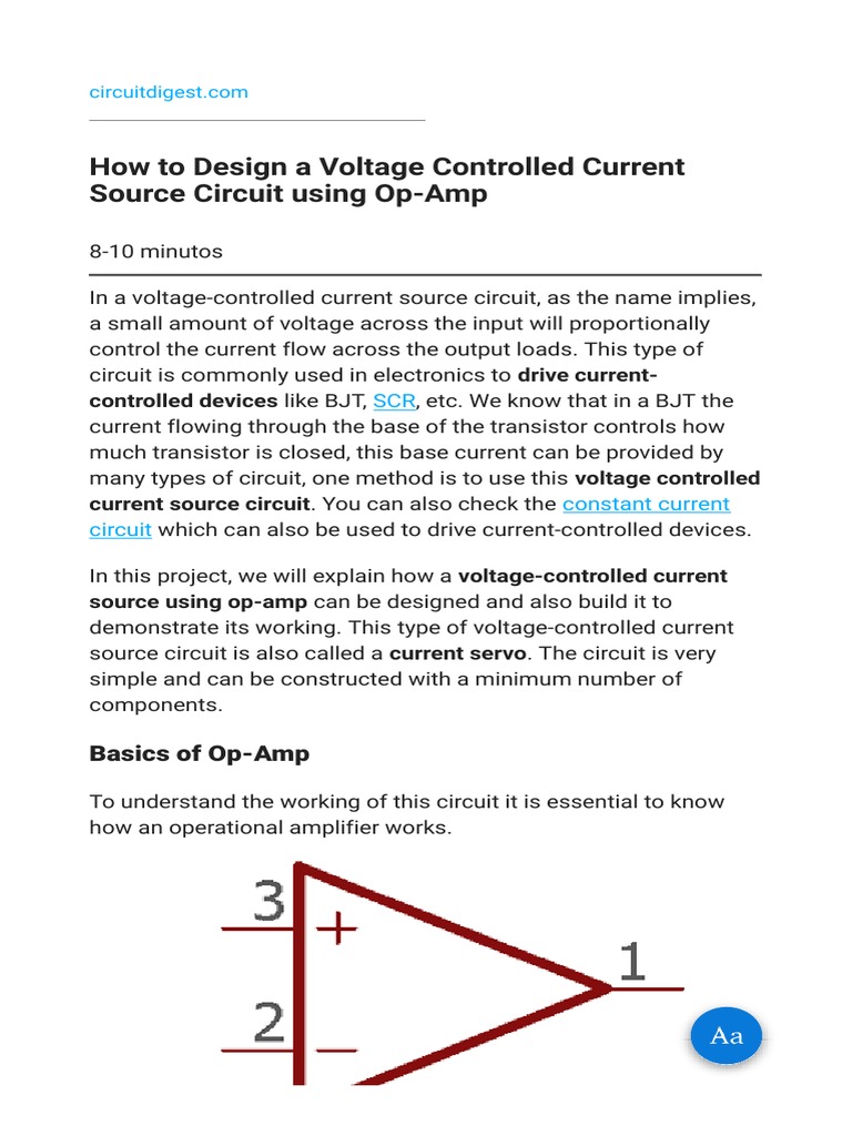 Design of Op-Amp Voltage Controlled Current Source | PDF | Operational ...