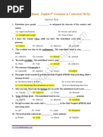 FBISE Lahore Board English 9th Grammar Contextual MCQs Answer Key