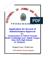 Application For Accord of Administrative Approval: P.W.D (R & B) Kashmir