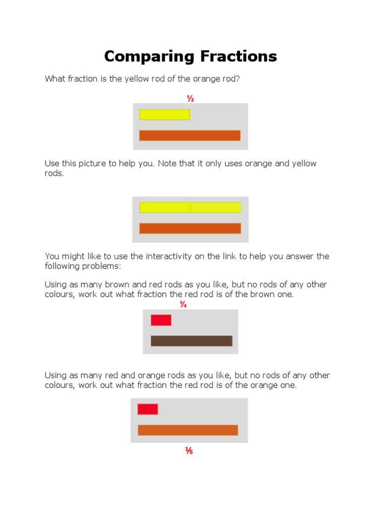 Comparing Fractions Rods Grade 5 | PDF | Color | Graphic Design