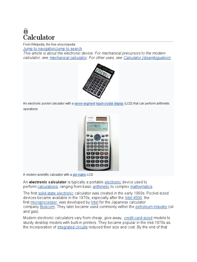 Calculator Jump To Navigation Jump To Search PDF Calculator Binary Coded Decimal