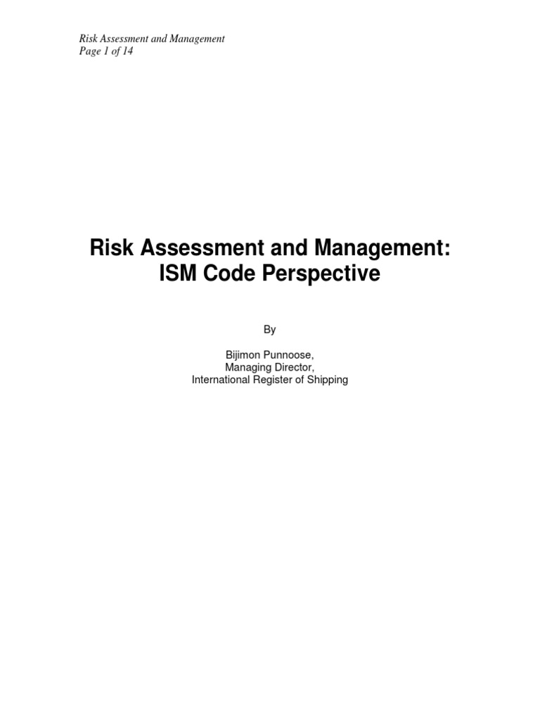 ISM Code: Dynamic Risk Assessment Guide | PDF | Risk | Risk Assessment