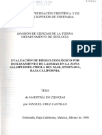 Cruz Castillo - 1998 - Evaluación de Riesgo Geológico Por Deslizamientos de Laderas en La Zona Salsipuedes-Cíbola Del Mar, Ensenada, Baj