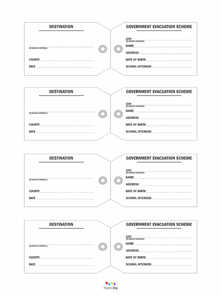 Evacuee-Tag - World War II | PDF