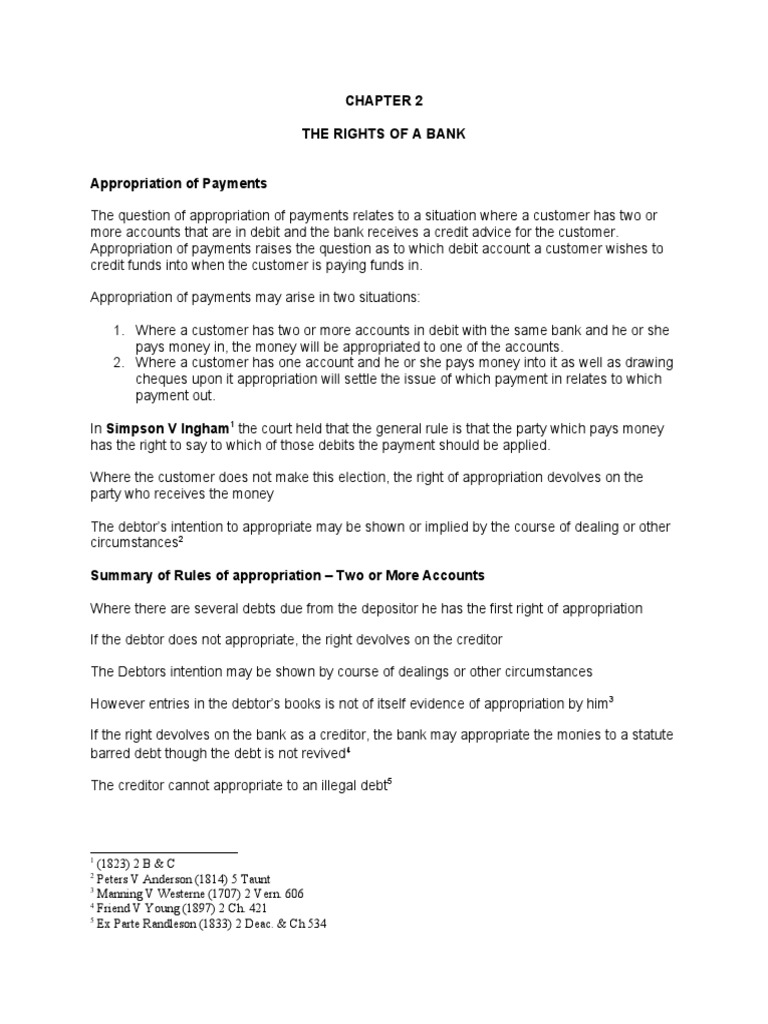 Bank Customer Appropriation Rights | PDF | Banks | Overdraft