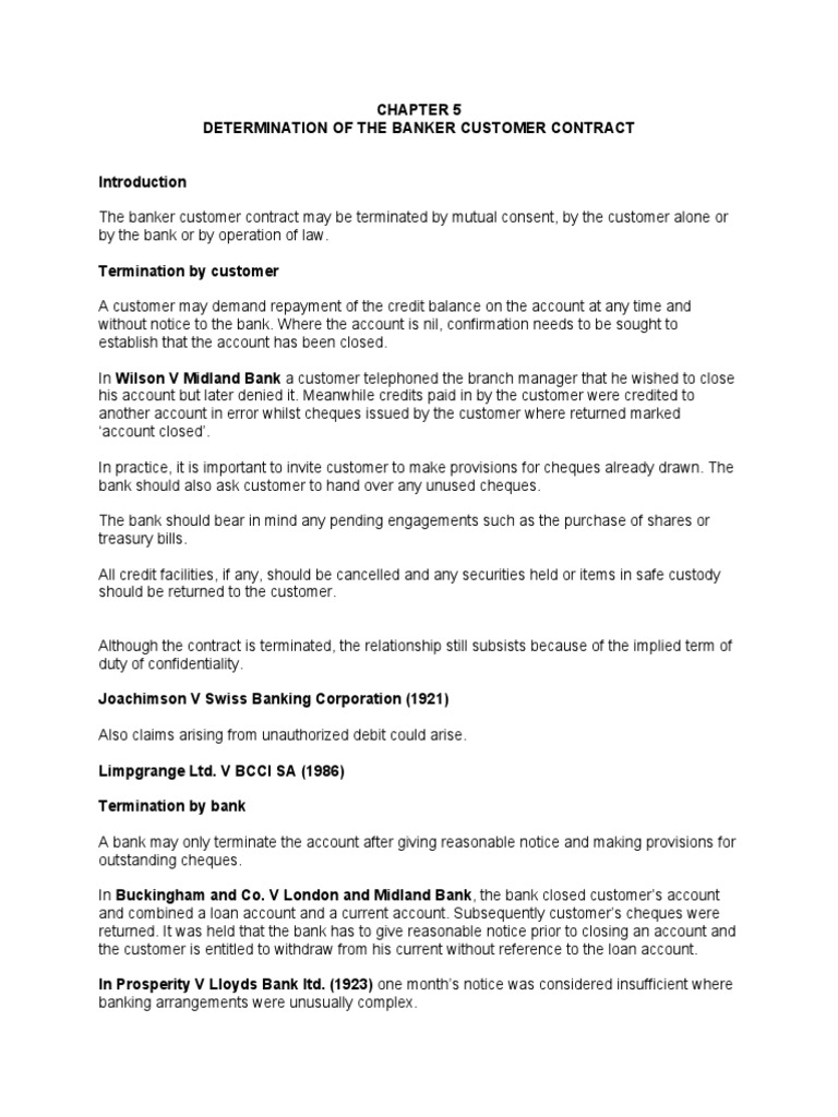 CHAPTER 5 Determination of Banker Customer Contract | PDF | Bankruptcy ...