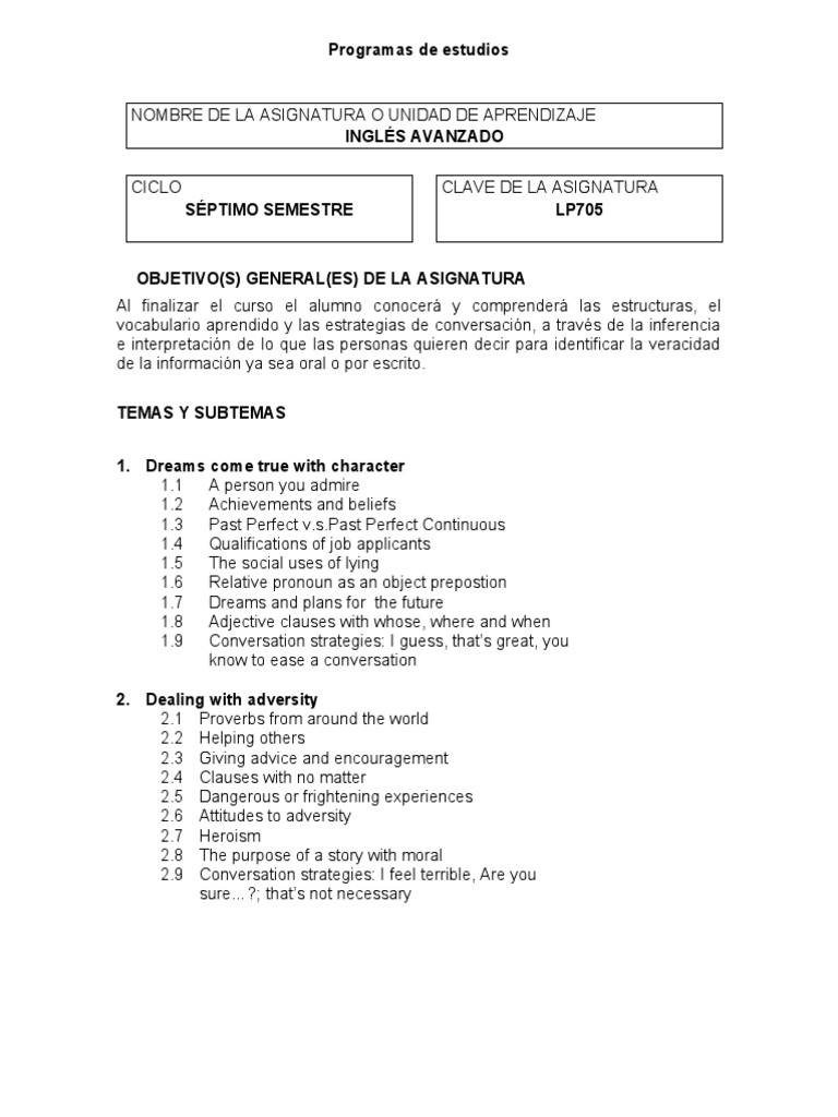 Ingles Avanzado Pdf Grammar Syntax