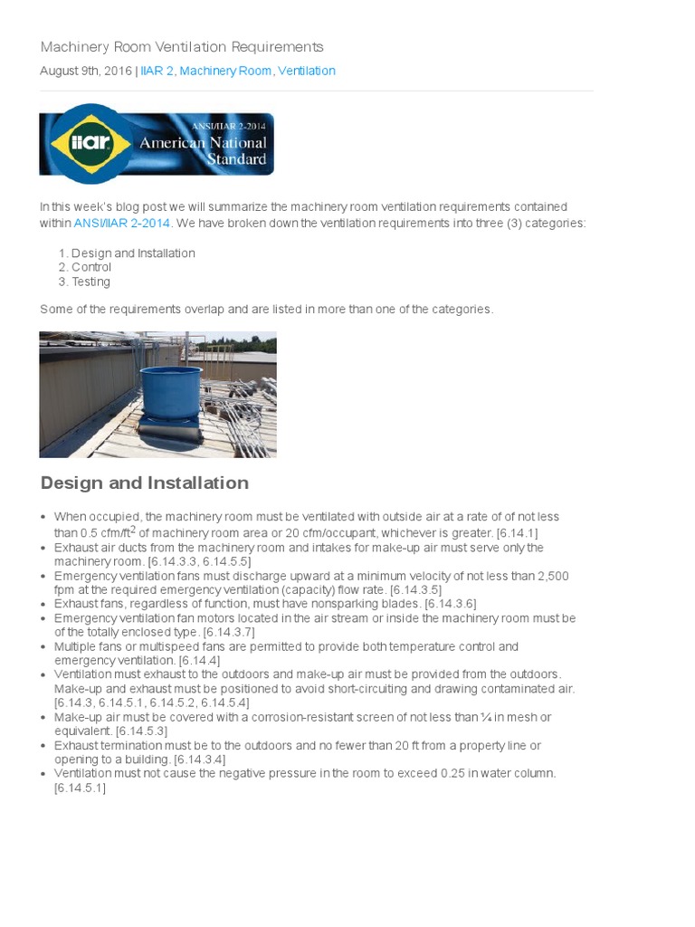 Machinery Room Ventilation PDF Ventilation (Architecture) Thermostat