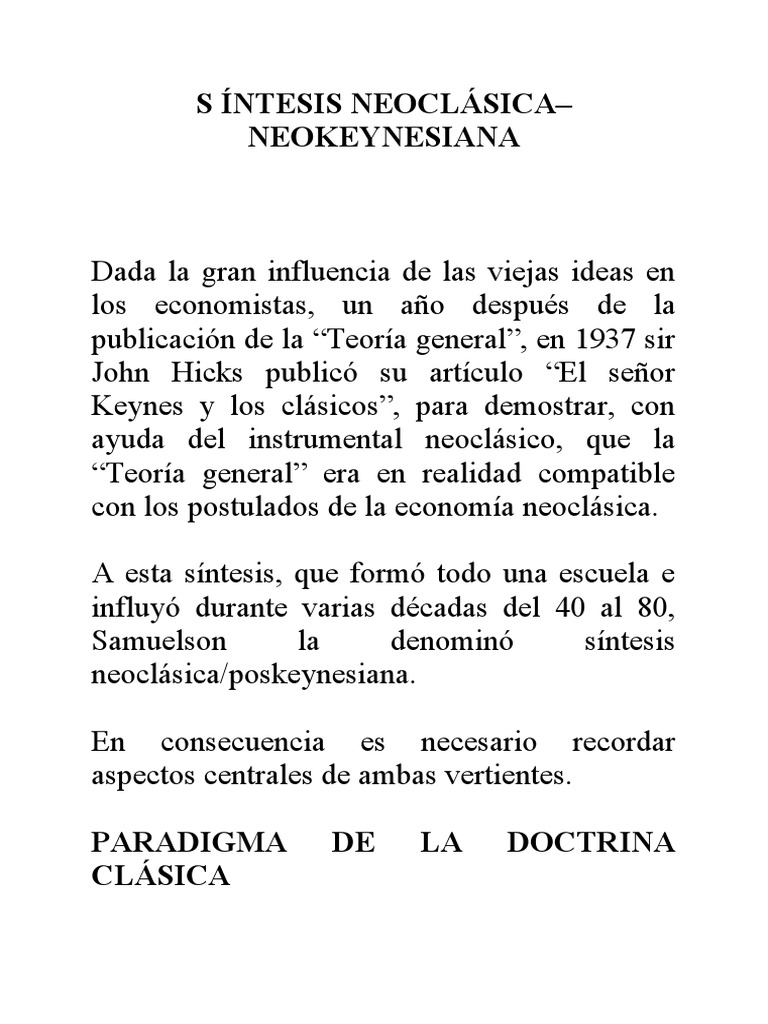 Keynes Y La Síntesis Neoclásica: John R. Hicks – KSGYG