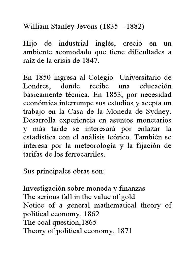 William Stanley Jevons | PDF | Bienes | Precios