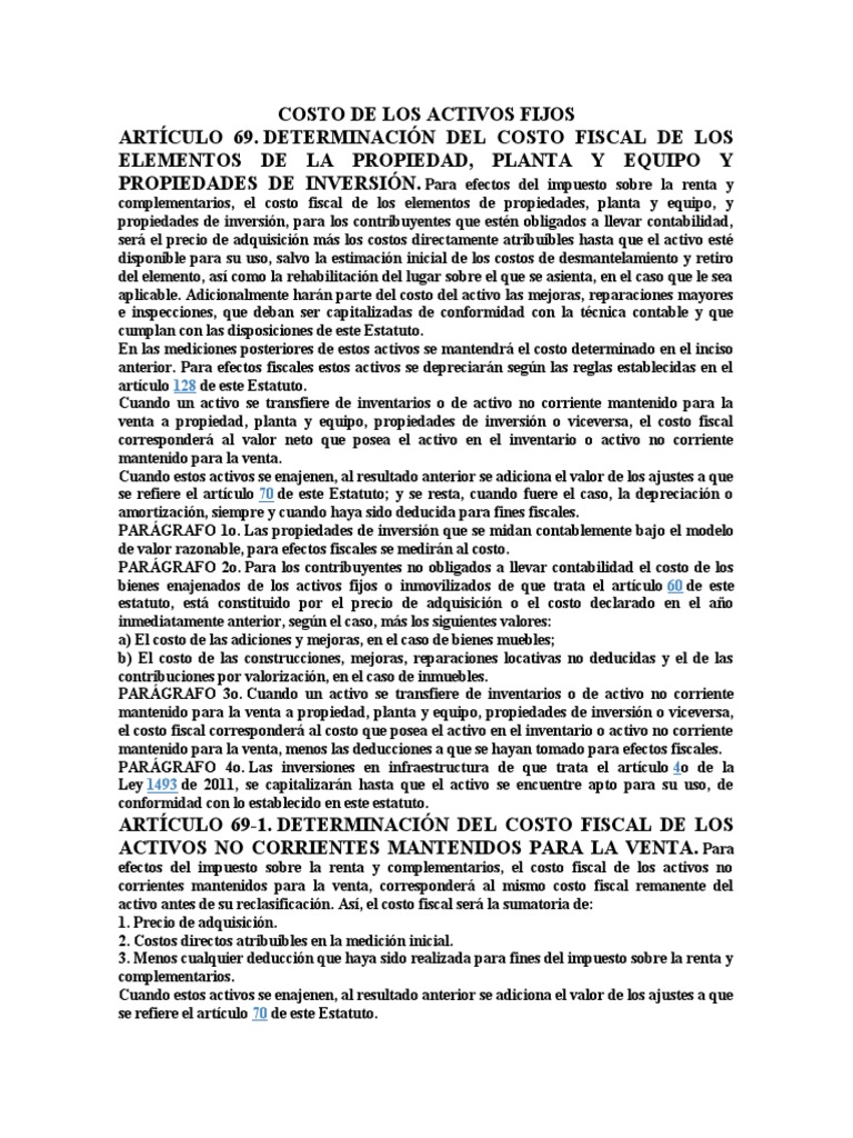 Costo Fiscal de Activos Fijos 2023 | PDF | Contabilidad | Activo fijo