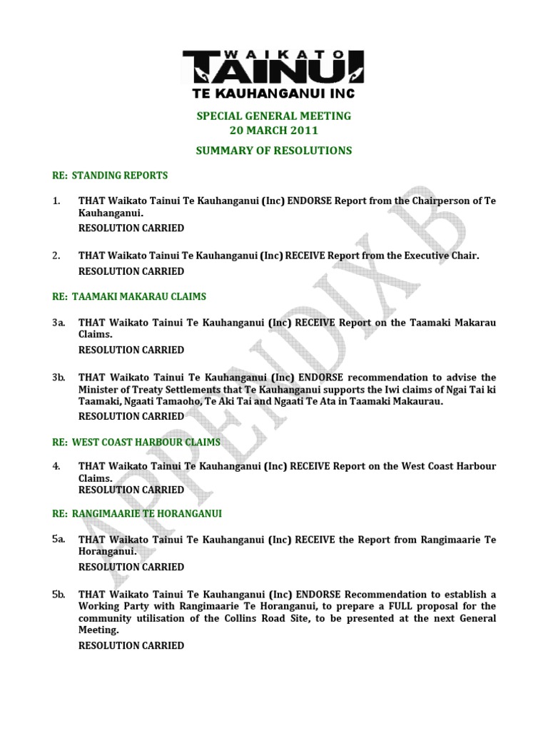 Chair Report - Appendix B - SGM Resolutions 20.03 | PDF | Home & Garden ...