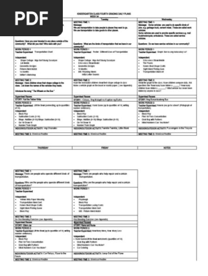 Kindergarten Lesson Plan Week 34