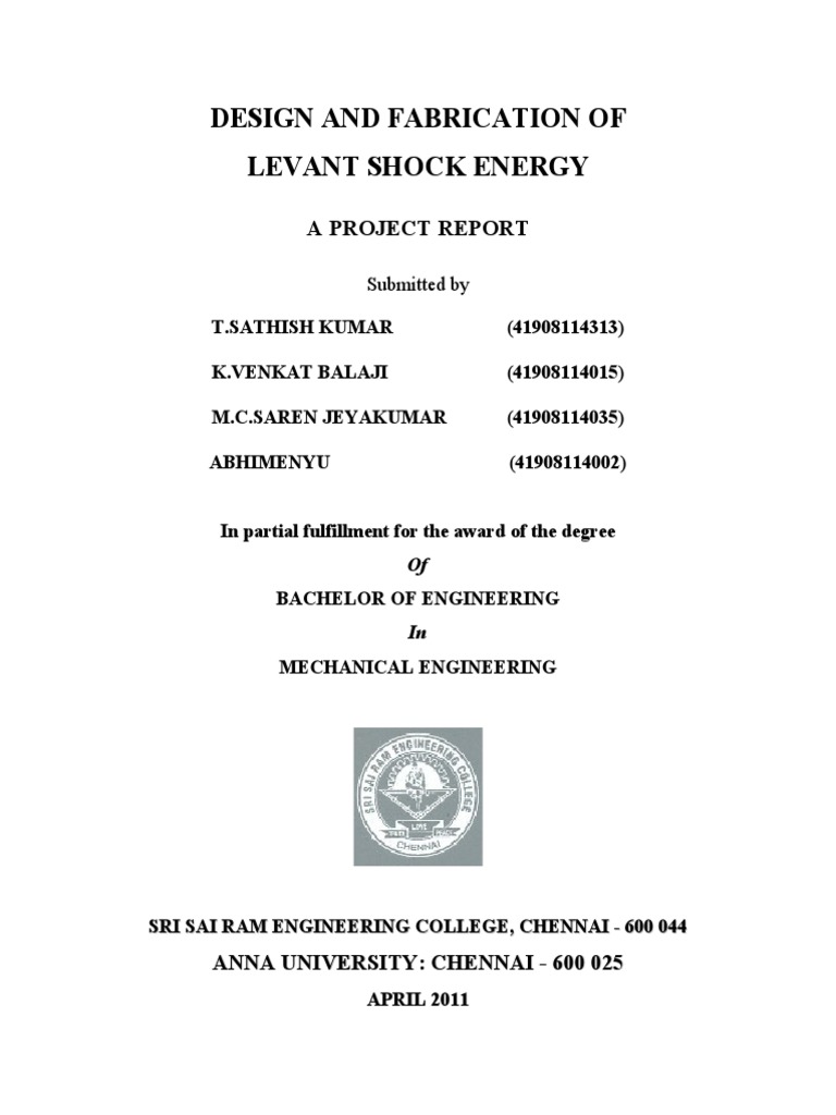 Design and Fabrication of Levant Shock Energy: A Project | PDF ...