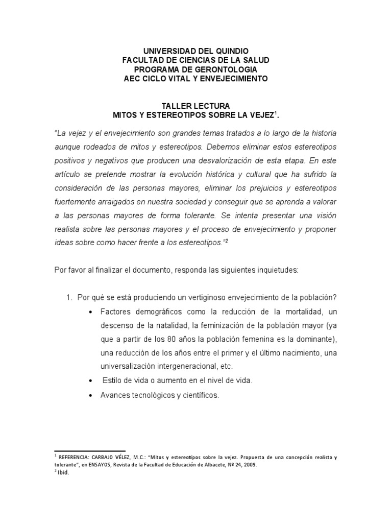 Mitos y Realidades de la Vejez | PDF | Vejez | Sociedad