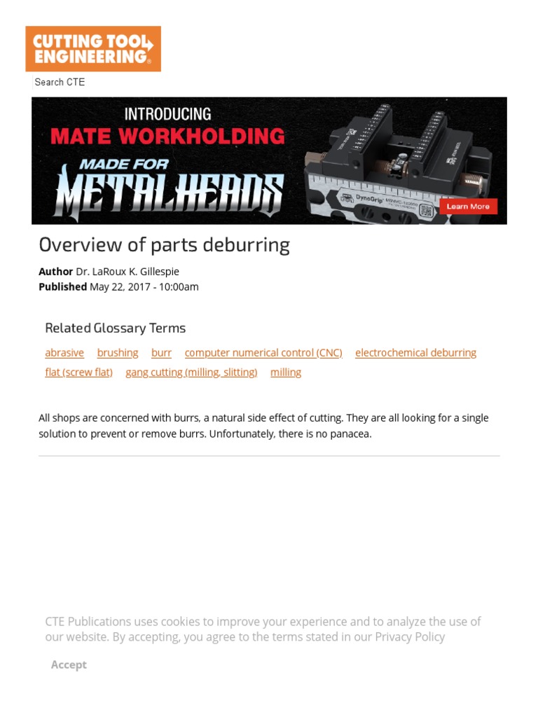 Overview of Parts Deburring Cutting Tool Engineering PDF