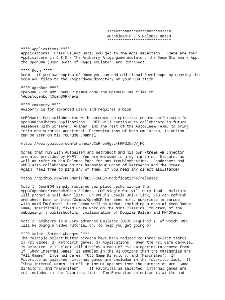 Autobleem 0.8.5 Release Notes | PDF | Computer File | Computing