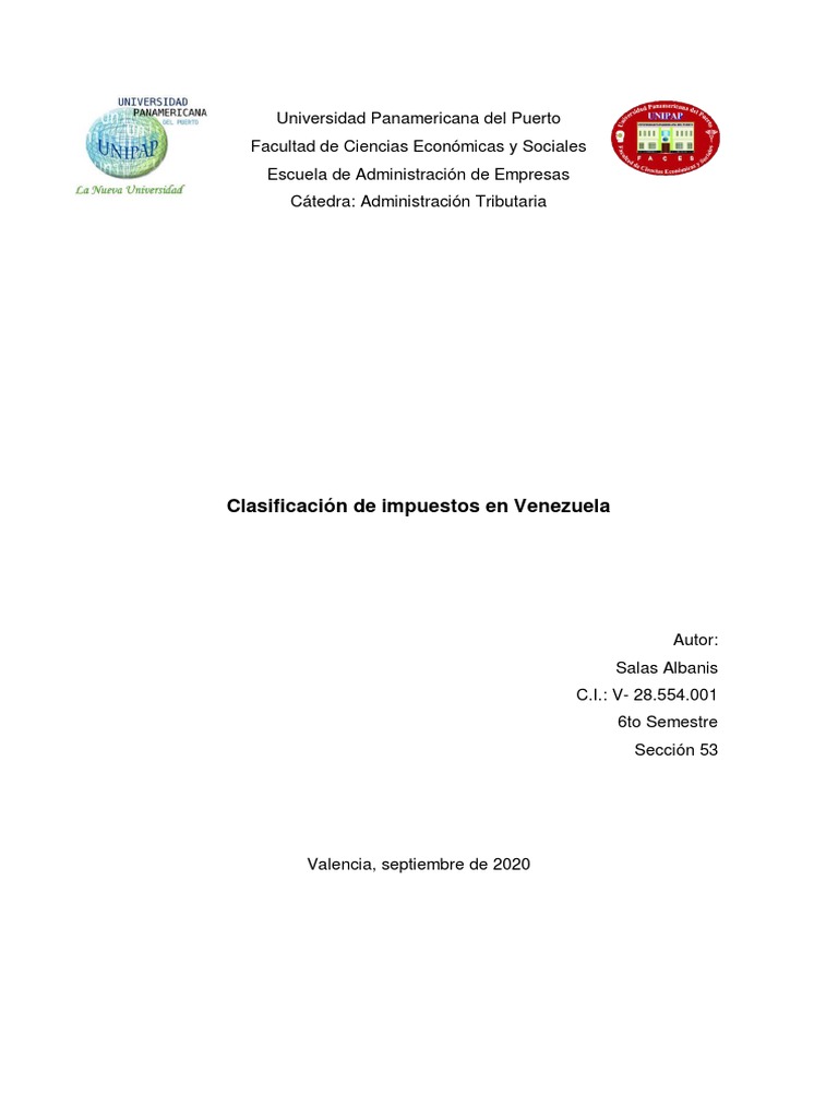 Clasificación de Impuestos en Venezuela | PDF | Impuestos | Impuesto ...