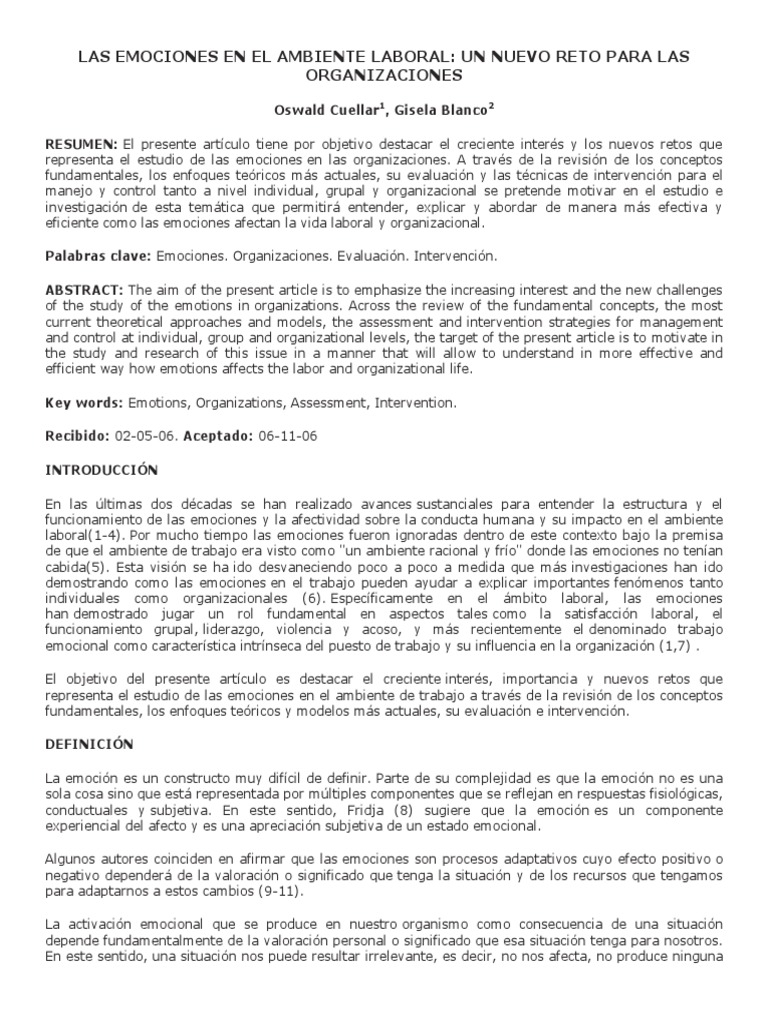 Manejo de emociones en el trabajo | PDF | Las emociones | Aprendizaje