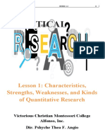 Practical: Lesson 1: Characteristics, Strengths, Weaknesses, and Kinds of Quantitative Research