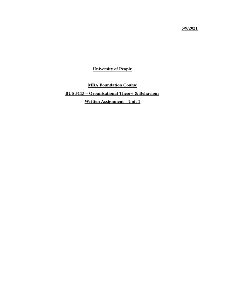 Written Assignment Unit 1 | PDF | Decision Making | Theory