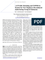 Implementation of Profile Matching and TOPSIS in Decision Support System For New Employee Recruitment at DBC Manufacturing Group in Indonesia