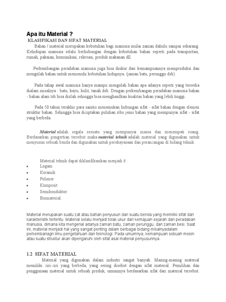 Definisi dan Sifat Material Teknik | PDF | Ilmu Sosial | Teknologi ...