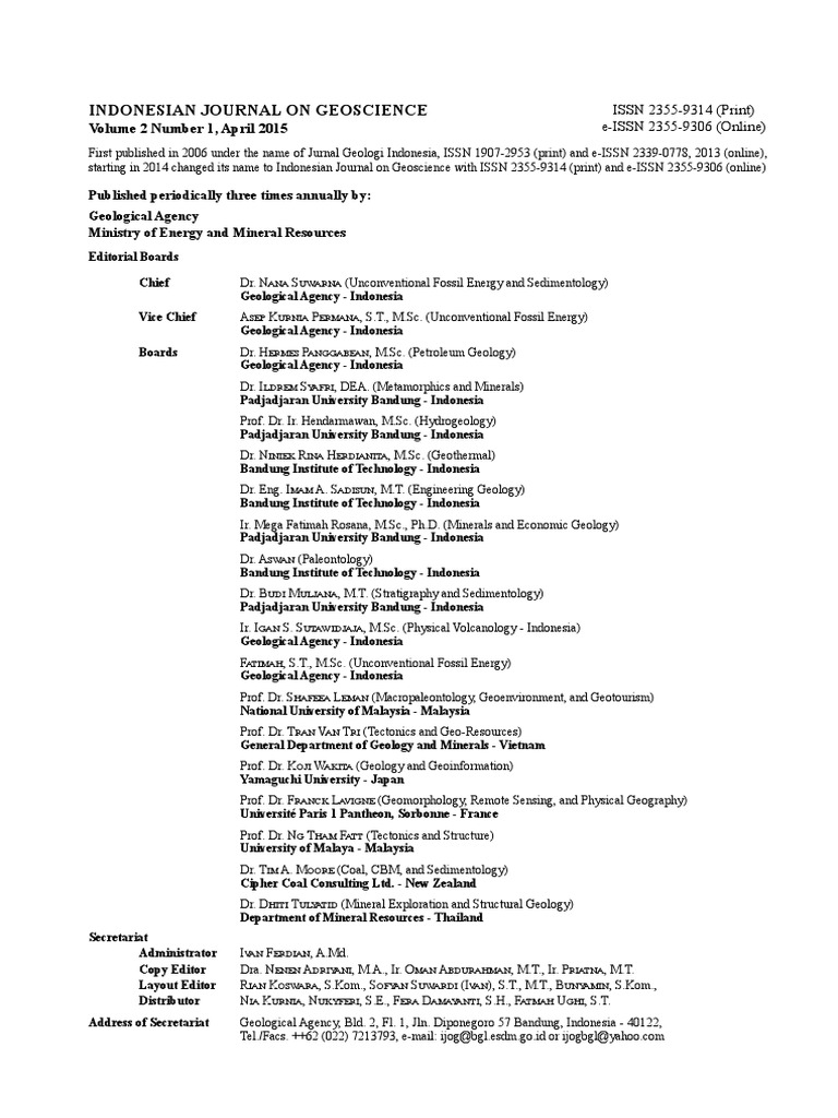 Indonesian Journal on Geoscience Overview | PDF | Geology | Indonesia