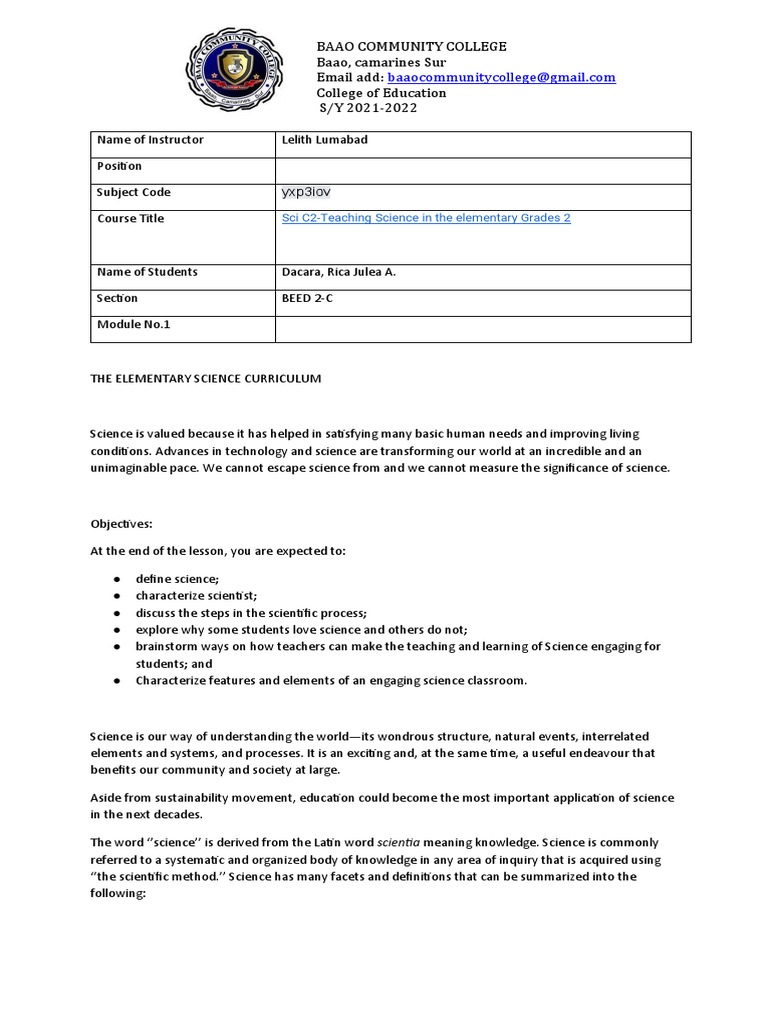Teaching Science Module 1 | PDF | Science | Knowledge