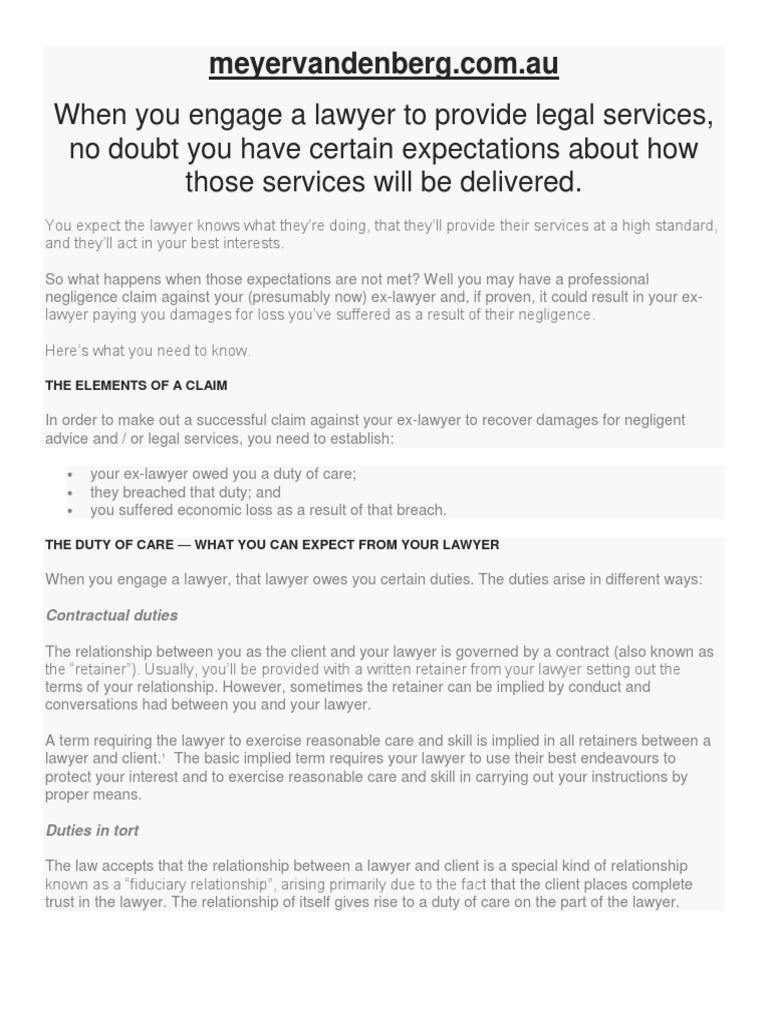 When You Engage A Lawyer To Provide Legal Services, No Doubt You Have