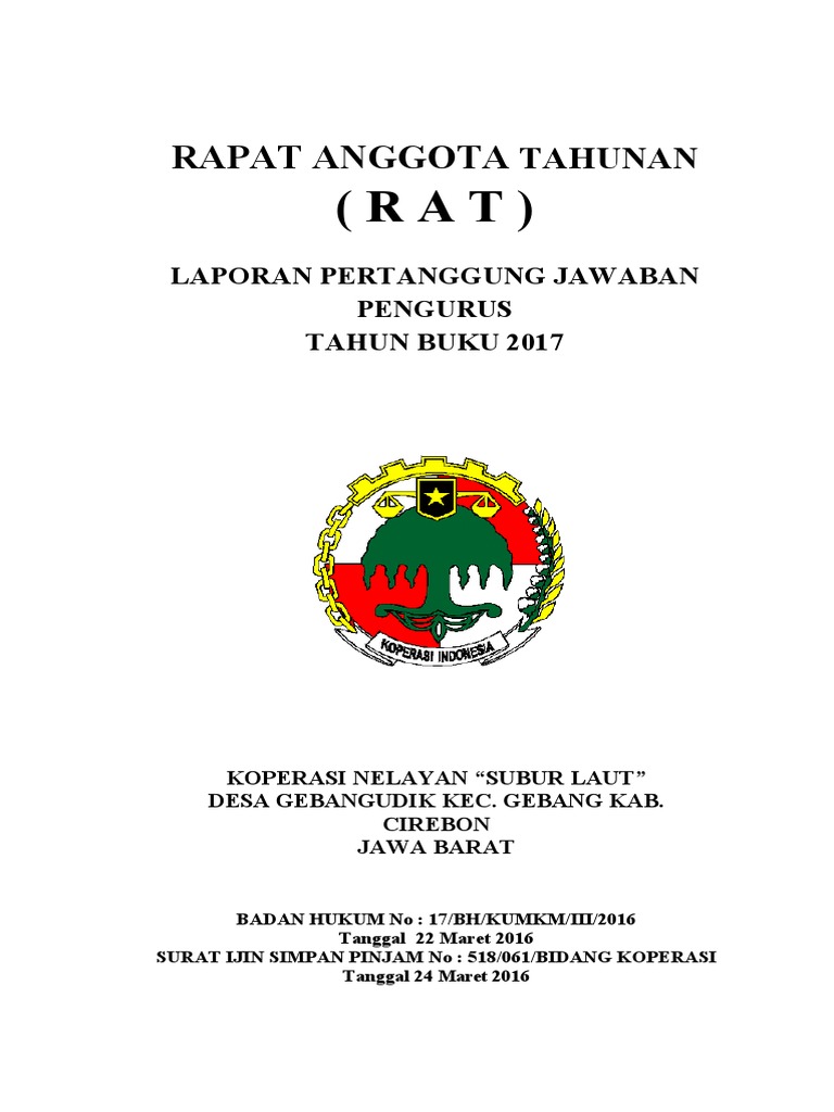 Laporan RAT Koperasi Nelayan 2017 | PDF | Bisnis