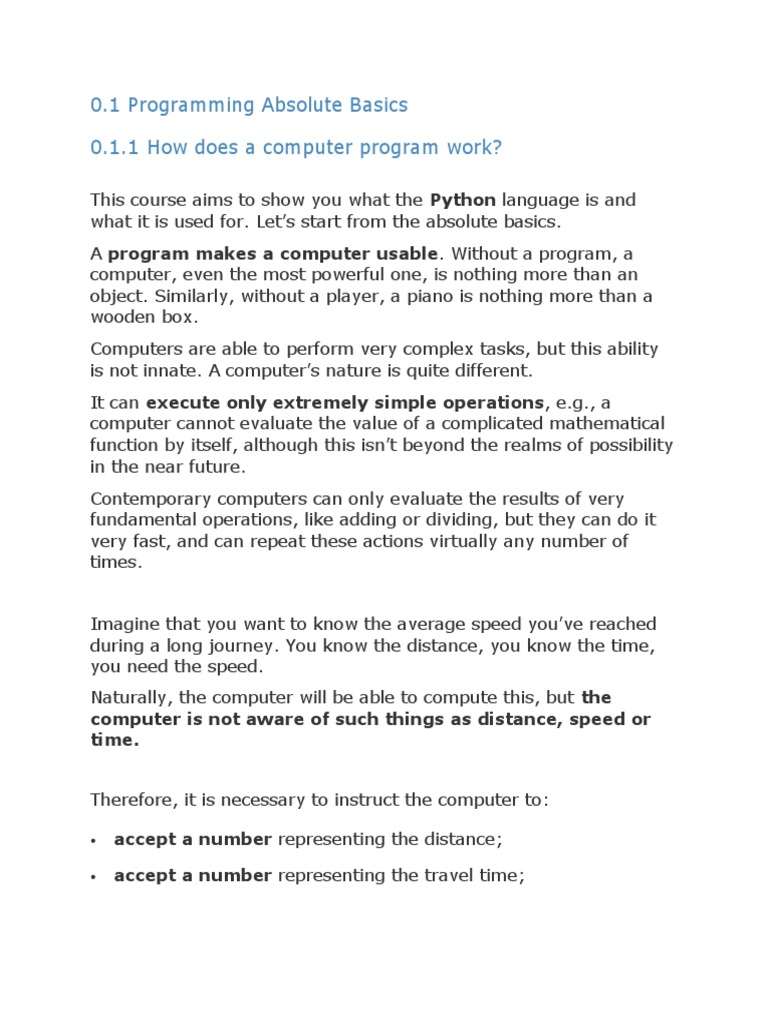 0.1 Programming Absolute Basics 0.1.1 How Does A Computer Program Work ...