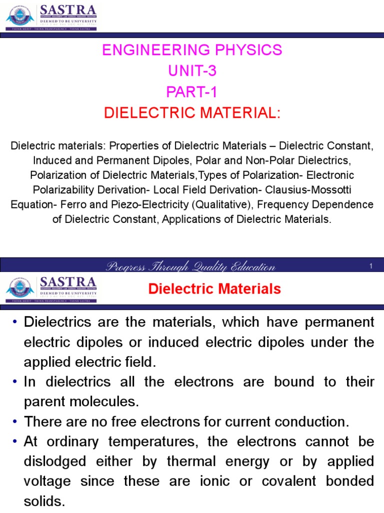 Properties and Applications of Dielectrics | PDF | Dielectric ...