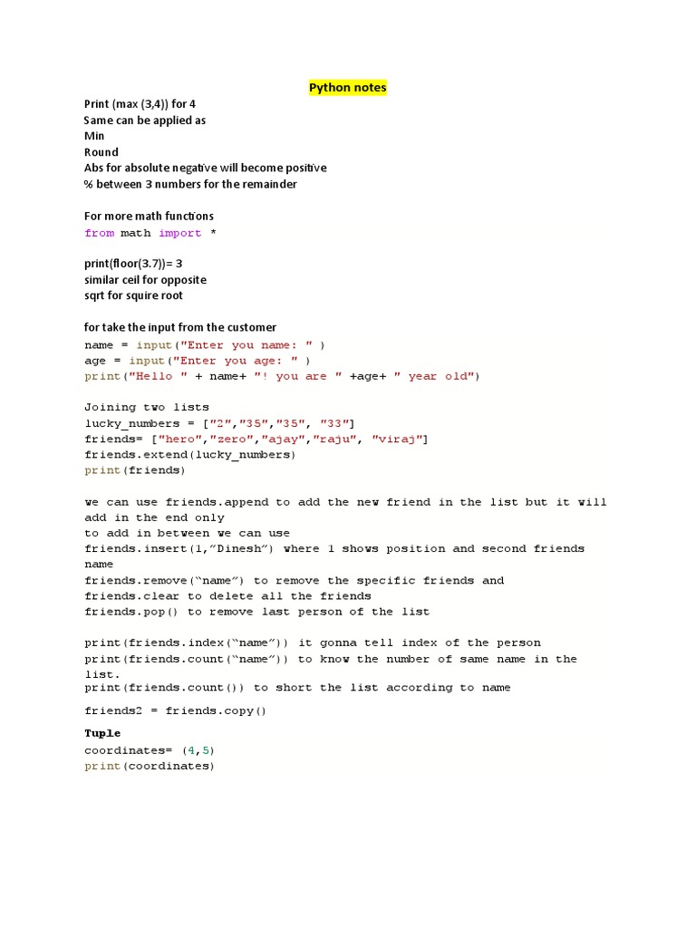 Python Notes: From Import | PDF