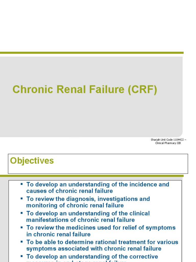 Chronic Renal Failure Lecture 3 | PDF | Chronic Kidney Disease | Dialysis