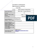 School of Business and Management CHRIST (Deemed To Be University) Course Plan